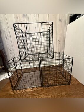 Set of 3 Black Wire Storage Cubes size Approximately 13x13